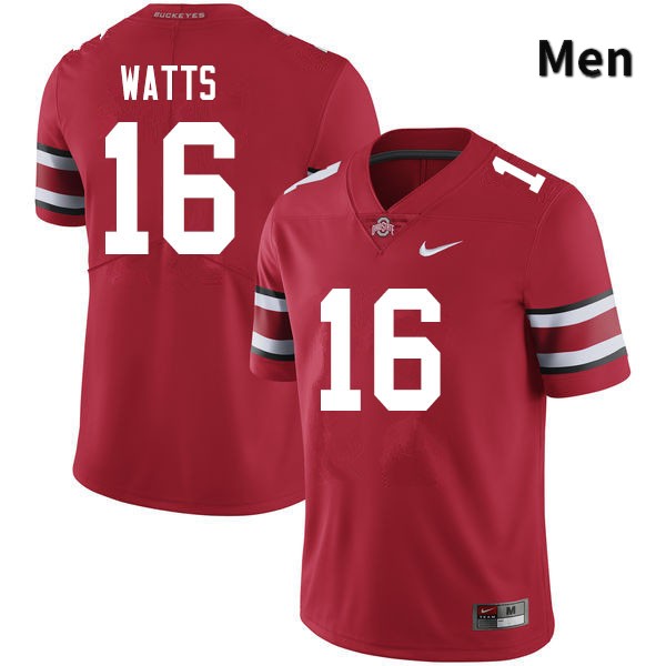 Men's Ohio State Buckeyes #16 Ryan Watts Scarlet Authentic College Stitched Football Jersey 23KX048DY